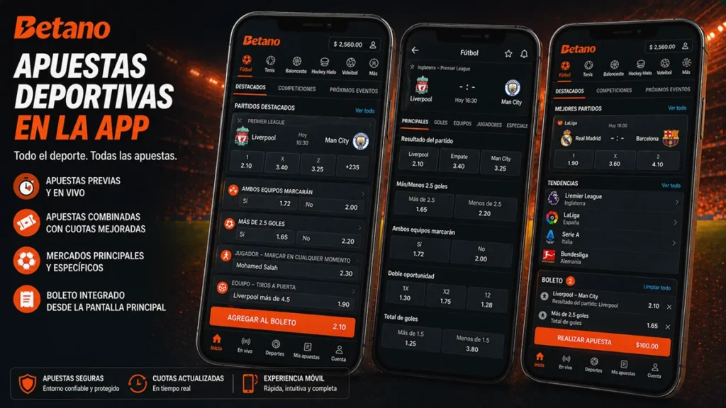 Apuestas deportivas en la app Betano en México