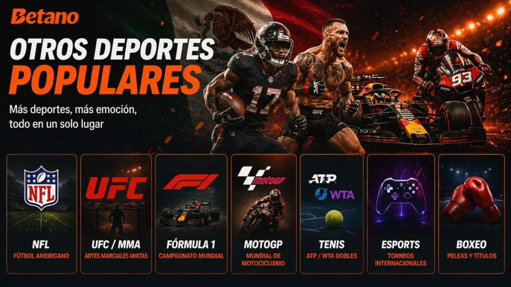 Otros deportes en Betano México como UFC y F1